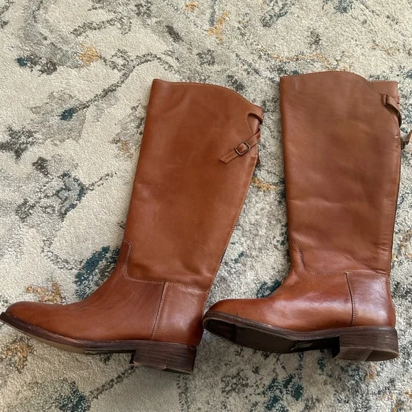 Free People Everly Equestrian Leather Knee-High Tan Boots 10 - Picture 5 of 16